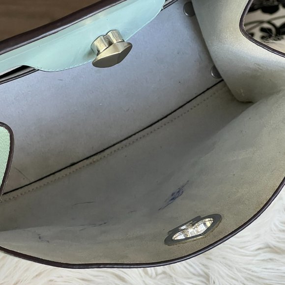 Kate Spade ♠ Romy Medium Satchel Frosted Spearmint Turn Lock Light Blue Bag RARE - Picture 9 of 16